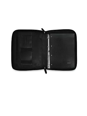 FILOFAX | Carpeta A4 de piel de napa con cremallera y anillas extraíbles negra |